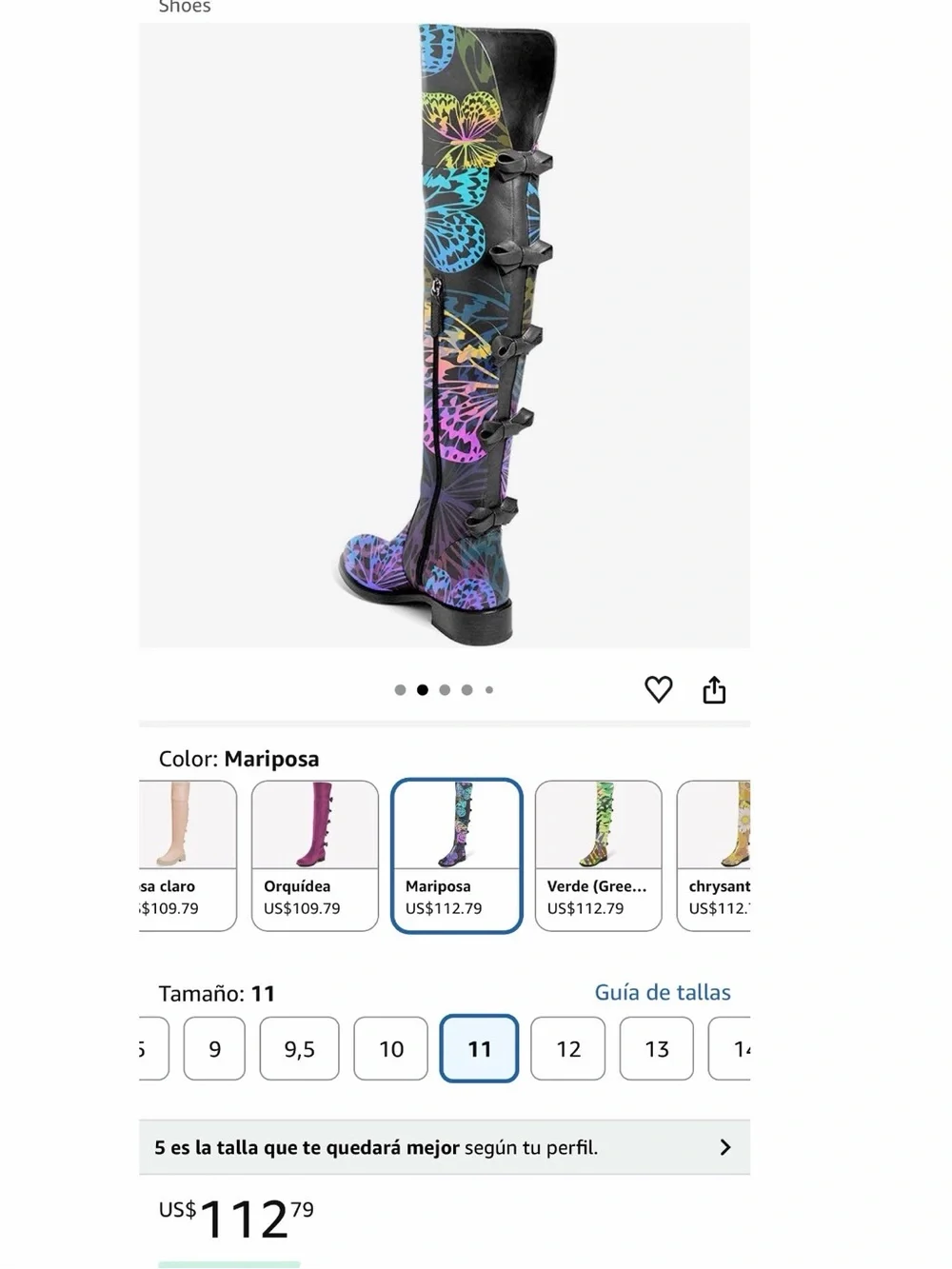 Women’s Black Knee-High Boots with Multicolor Butterfly Print
